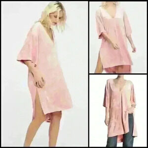 Free People We The Free Ultra Luxe Oversized Velvet Pink Tunic Top Langenlook S